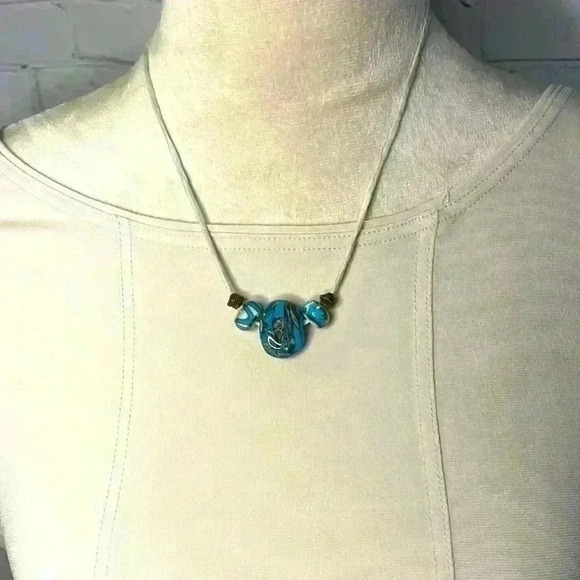 Blue Beaded String Necklace - Picture 2 of 8